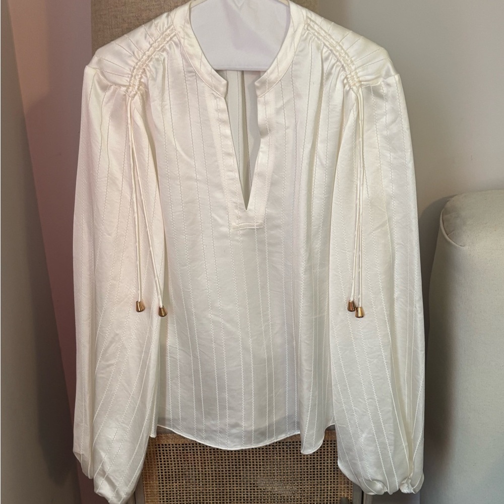 Ramy Brook Ivory Blouse with Gold Accents